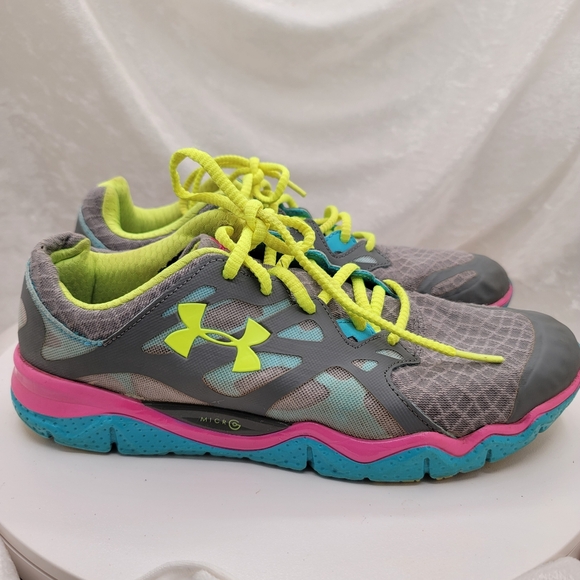 Under Armour Neon 4D Foam Heat Gear Running Gym Shoes Size 10 - Picture 8 of 10